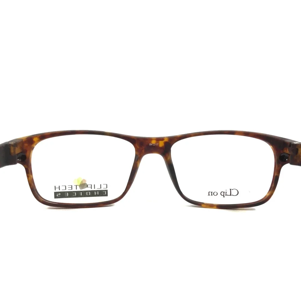 Clip Tech Eyeglasses Frames K3872 C1 Tortoise Brown Rectangle Full Rim 54-17-138